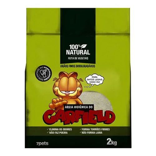 Areia Higiênica Garfield Grãos Finos Biodegradáveis- 2kg Areia Higiênica Garfield Grãos Finos Biodegradáveis- 2kg