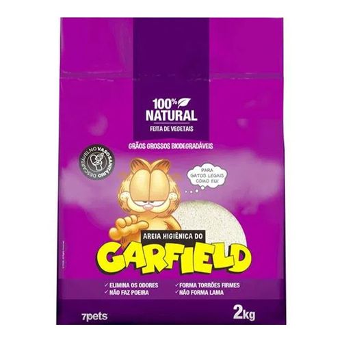 Areia Higiênica Garfield Grãos Grossos Biodegradáveis- 2kg Areia Higiênica Garfield Grãos Grossos Biodegradáveis- 2kg