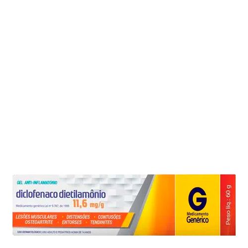 Diclofenaco Dietilamônio 11,6mg/g Genérico Cimed 60g Gel Diclofenaco Dietilamônio 11,6mg/g Genérico Cimed 60g Gel