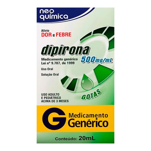 Dipirona 500mg/mL Genérico Gotas Neo Química 20ml - Drogarias Pacheco