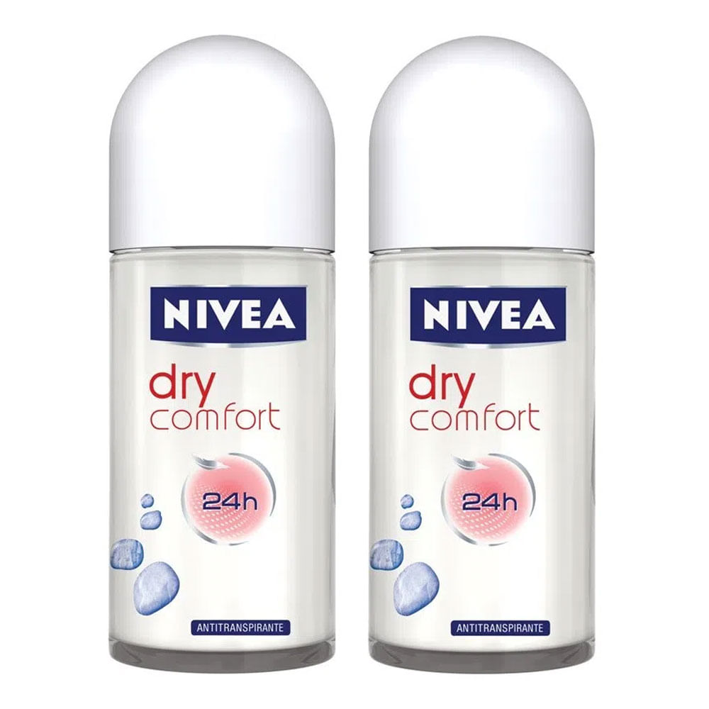 Desodorante Nivea Roll On Dry Confort 50ml 2 unidades - Drogarias Pacheco