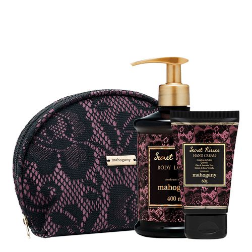 Necessaire + Hidratante 400ml + Creme Para Mãos 60g Secret Kisses Mahogany Necessaire + Hidratante 400ml + Creme Para Mãos 60g Secret Kisses Mahogany