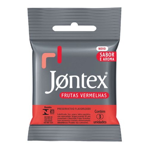 Preservativo Jontex Frutas Vermelhas 3 Unidades Preservativo Jontex Frutas Vermelhas 3 Unidades