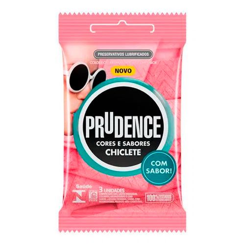 Preservativo Prudence Cores & Sabores Chiclete 3 Unidades