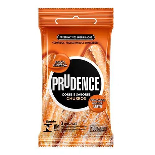 Preservativo Prudence Cores e Sabores Churros 3 unidades Preservativo Prudence Cores e Sabores Churros 3 unidades