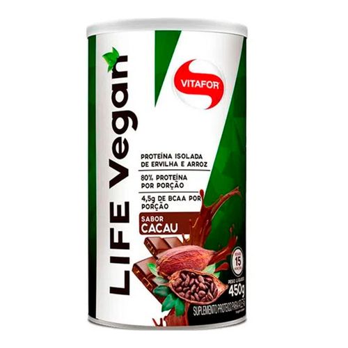 Proteína Isolada Vegetal Life Vegan Sabor Chocolate - Vitafor - 450g Proteína Isolada Vegetal Life Vegan Sabor Chocolate - Vitafor - 450g