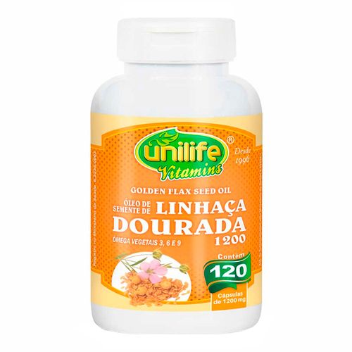 Óleo de Linhaça Dourada - Unilife - 120 Cápsulas de 1200mg Óleo de Linhaça Dourada - Unilife - 120 Cápsulas de 1200mg