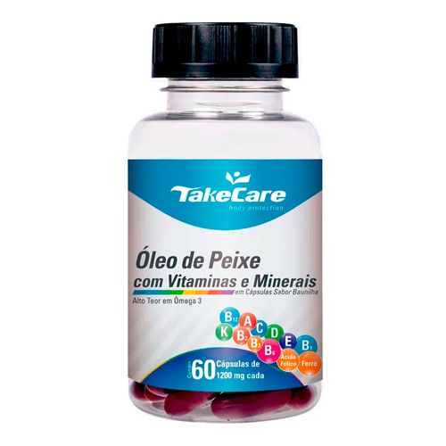 Óleo de Peixe com Vitaminas e Minerais - Take Care - 60 Cápsulas de 1200mg Óleo de Peixe com Vitaminas e Minerais - Take Care - 60 Cápsulas de 1200mg