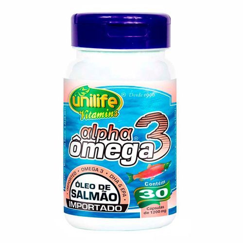 Óleo Premium de Salmão Alfa Ômega - Unilife - 30 Cápsulas de 1200mg Óleo Premium de Salmão Alfa Ômega - Unilife - 30 Cápsulas de 1200mg