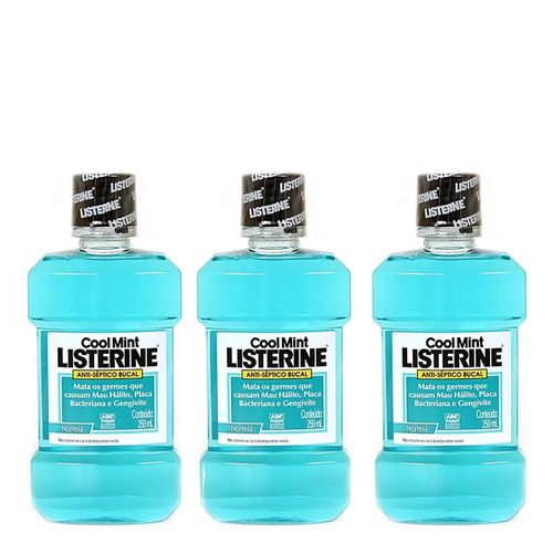 Enxaguante Bucal Listerine Cool Mint 250ml 3 Unidades Enxaguante Bucal Listerine Cool Mint 250ml 3 Unidades