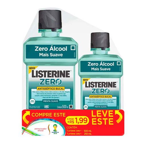 Enxaguante Bucal Listerine Zero Leve 500ml + 250ml Enxaguante Bucal Listerine Zero Leve 500ml + 250ml