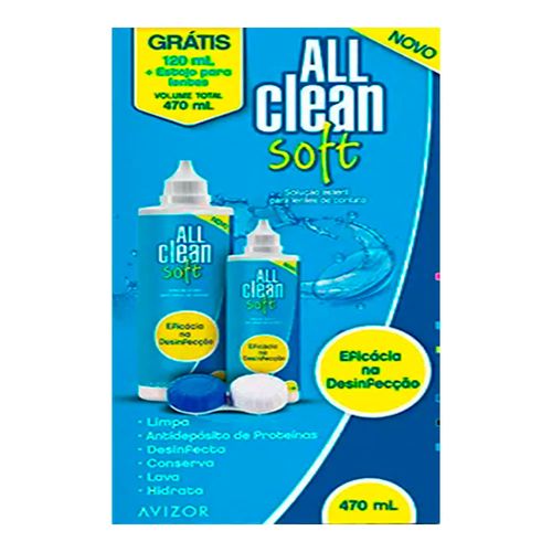 Kit Solução para Lentes de Contato All Clean Soft 350ml Grátis 120ml + Estojo para Lentes Kit Solução para Lentes de Contato All Clean Soft 350ml Grátis 120ml + Estojo para Lentes