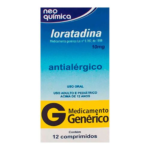Antialérgico Loratadina 10Mg Genérico Neo Química 12 Comprimidos
