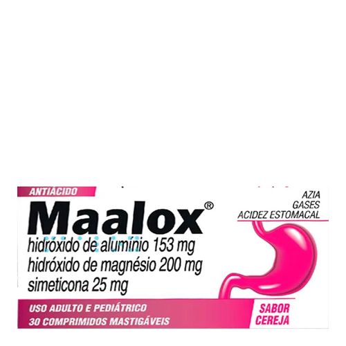 Maalox Sanofi Aventis Mastigável Cereja - 30 Comprimidos Maalox Sanofi Aventis Mastigável Cereja - 30 Comprimidos