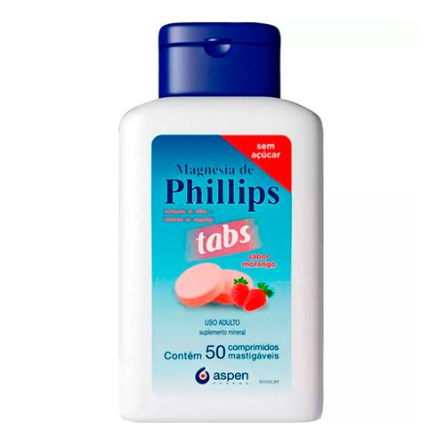 Magnésia Phillips Tabs Morango 50 Pastilhas Magnésia Phillips Tabs Morango 50 Pastilhas