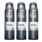 Desodorante Aerosol Dove Men Sem Perfume 89g 3 Unidades