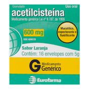 Acetilcisteína 600mg Genérico Eurofarma 16 Sachês