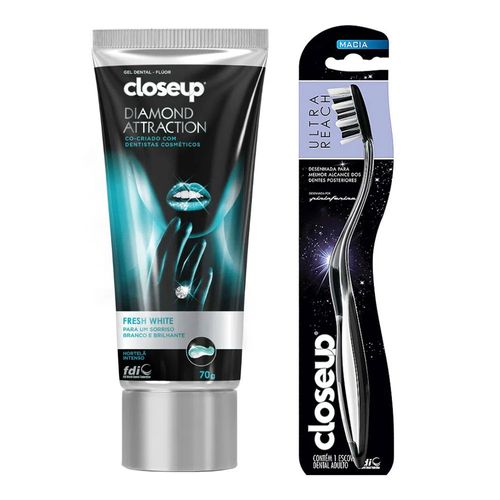 Escova Dental Close UP Reach Média Grátis Creme Dental Diamond 70g Escova Dental Close UP Reach Média Grátis Creme Dental Diamond 70g