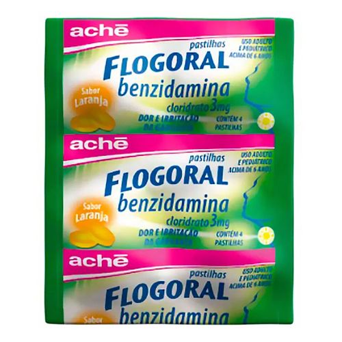 Flogoral 3mg Aché Sabor Laranja 4 Pastilhas