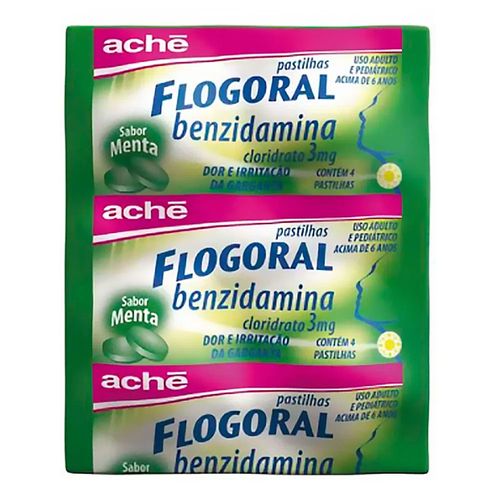 Flogoral 3mg Aché Sabor Menta 4 Pastilhas