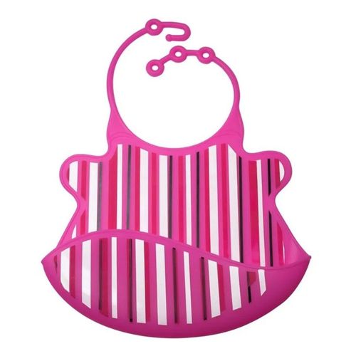 Babador de Silicone Babamonster Listras Pink Tinok
