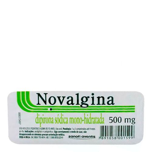 Dipirona 500mg Genérico Sanofi-Aventis 10 Capsulas Dipirona 500mg Genérico Sanofi-Aventis 10 Capsulas
