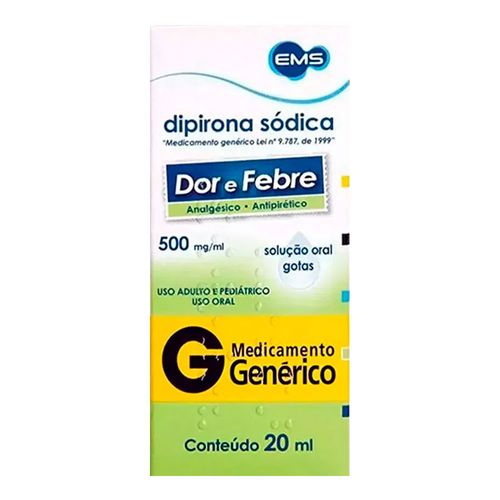 Dipirona Sódica 500mg/ml Genérico EMS Gotas 20ml