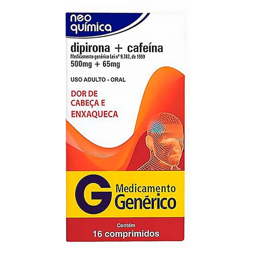 Dipirona Sódica+Cafeina Genérico 16 Neo Química Comprimidos Dipirona Sódica+Cafeina Genérico 16 Neo Química Comprimidos