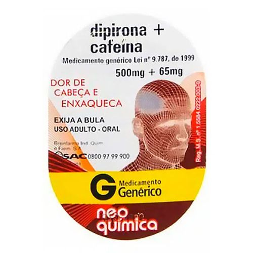 Dipirona Sódica+Cafeina Genérico Neo Química 4 Comprimidos Blister Dipirona Sódica+Cafeina Genérico Neo Química 4 Comprimidos Blister