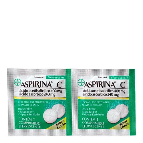 Analgésico Aspirina C 400mg Bayer Limão 2 Comprimidos Analgésico Aspirina C 400mg Bayer Limão 2 Comprimidos