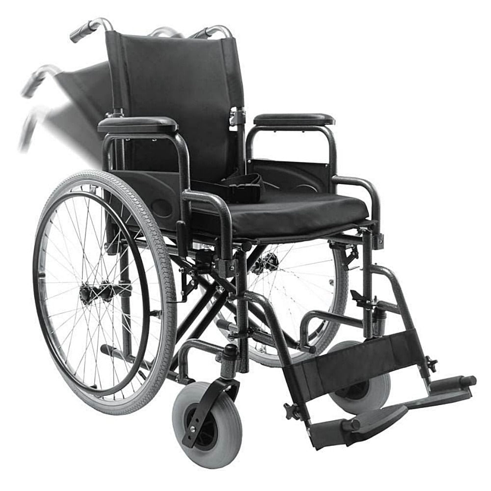 Cadeira De Rodas Aço Dobrável D400 Tamanho 48 Dellamed Preta