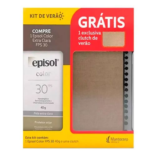 Kit Protetor Solar Facial Episol Cor Clara 40g + Clutch de Verão Kit Protetor Solar Facial Episol Cor Clara 40g + Clutch de Verão