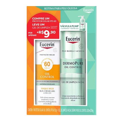 Kit Protetor Solar Facial Eucerin Sun Oil Control Fps60 + Gel de Limpeza Facial Dermo Pure 200ml Kit Protetor Solar Facial Eucerin Sun Oil Control Fps60 + Gel de Limpeza Facial Dermo Pure 200ml