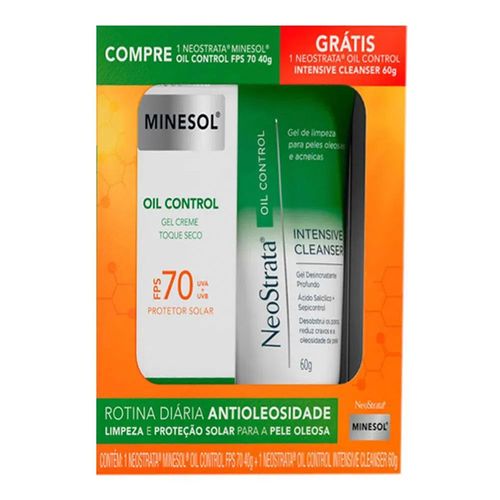Kit Protetor Solar Facial Neostrata Minesol Oil Control FPS70 40g + Gel de Limpeza Intensive Cleanser 60ml Kit Protetor Solar Facial Neostrata Minesol Oil Control FPS70 40g + Gel de Limpeza Intensive Cleanser 60ml