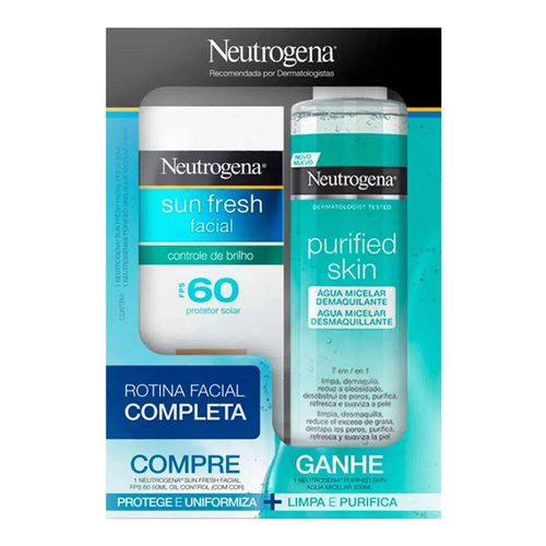 Kit Protetor Solar Facial Neutrogena Sun Fresh FPS60 50ml + Água Micelar 200ml Kit Protetor Solar Facial Neutrogena Sun Fresh FPS60 50ml + Água Micelar 200ml