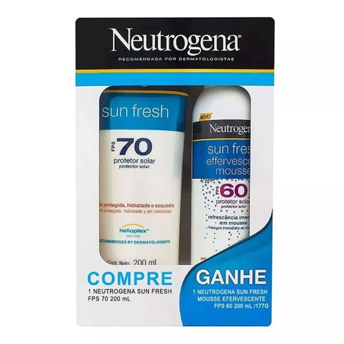 Kit Protetor Solar Neutrogena Sun Fresh FPS 70 200ml + Effervescent Mousse FPS 60 200ml Kit Protetor Solar Neutrogena Sun Fresh FPS 70 200ml + Effervescent Mousse FPS 60 200ml