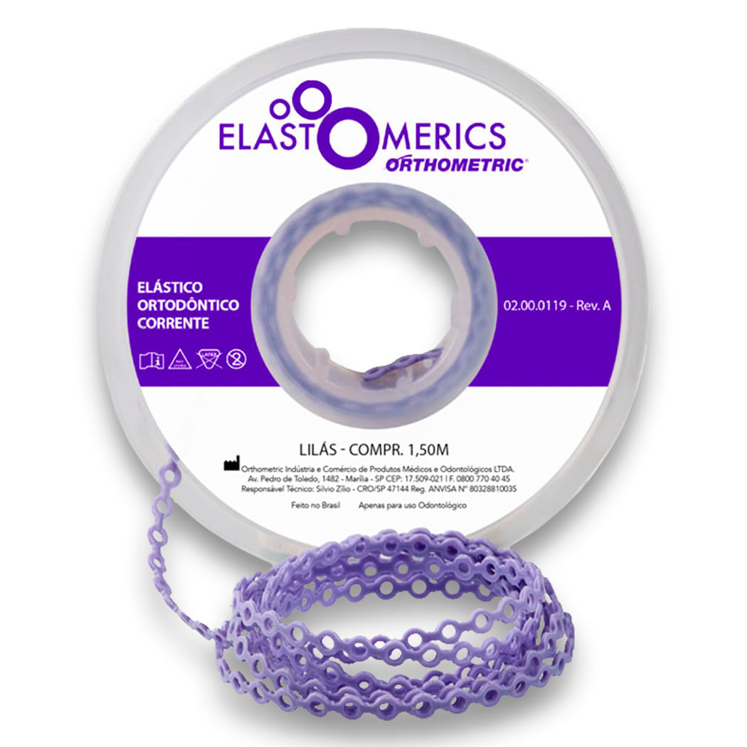 Brazil product data sample: Elastômeros Corrente 1,5m Lilás - Orthometric
