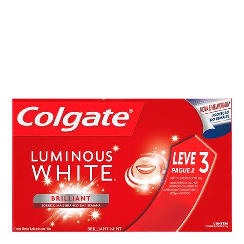 Creme Dental Colgate Luminous White Brilliant Mint 70g 3 Unidades Creme Dental Colgate Luminous White Brilliant Mint 70g 3 Unidades