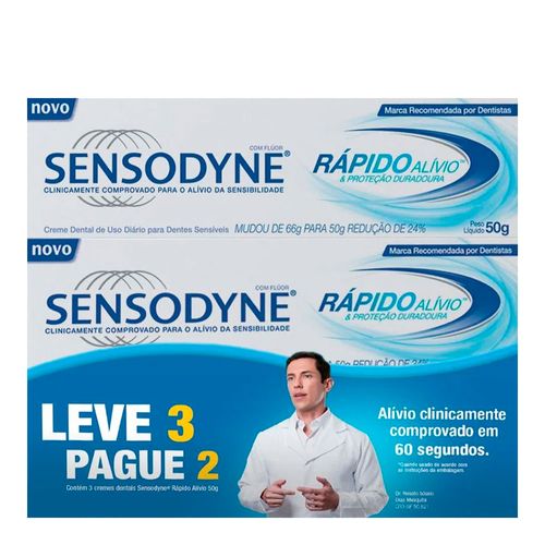 Creme Dental Sensodyne Rápido Alívio 3 Unidades Creme Dental Sensodyne Rápido Alívio 3 Unidades