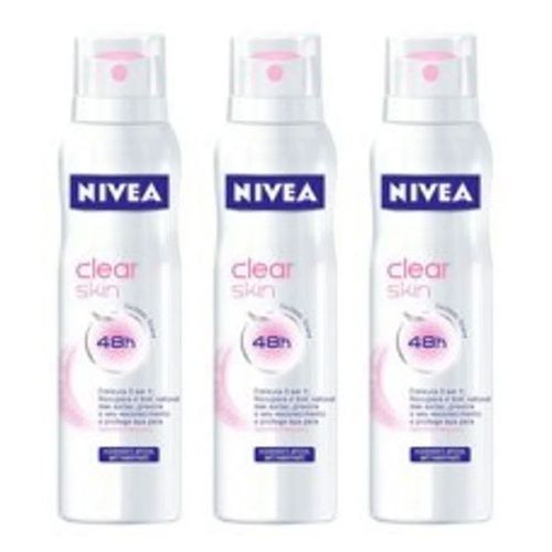 Desodorante Aerosol Nivea 150ml Clear 3 Unidades