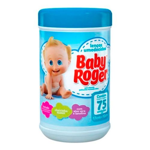 Lenço Umedecido Pote Azul Baby Roger 75 Unidades