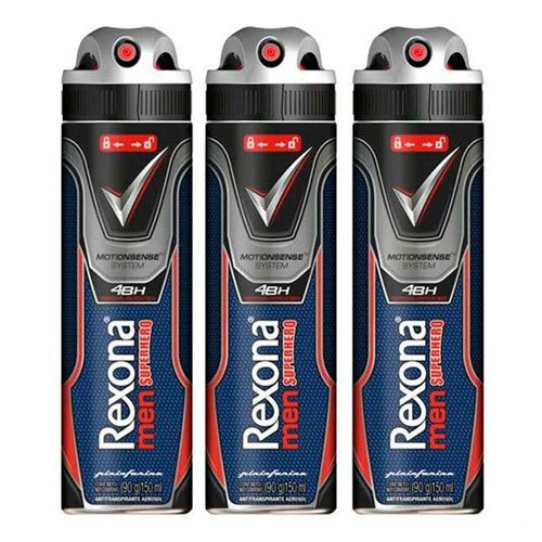 Desodorante Aerosol Rexona Super Hero 90g 3 Unidades Desodorante Aerosol Rexona Super Hero 90g 3 Unidades