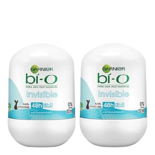 Desodorante Bí-O Roll On Feminino Invisible 50ml C/ 2 Unidades