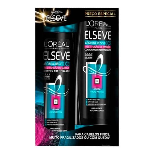 Kit Shampoo + Condicionador Elséve Arginina X3 Restituição de Massa 200ml Kit Shampoo + Condicionador Elséve Arginina X3 Restituição de Massa 200ml