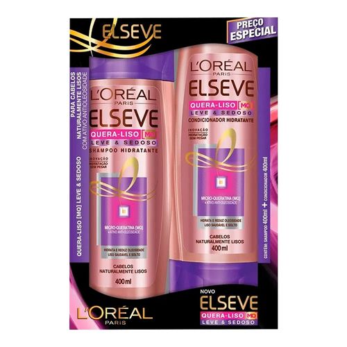 Kit Shampoo + Condicionador Elséve Queratina Leve e Sedosos 400ml Kit Shampoo + Condicionador Elséve Queratina Leve e Sedosos 400ml