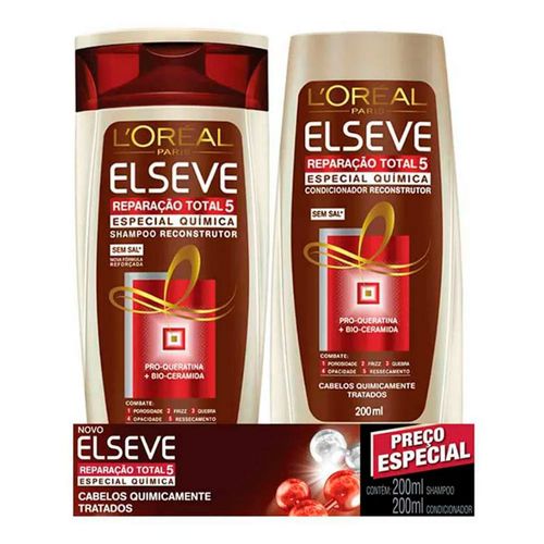 Kit Shampoo + Condicionador Elseve Reparação Especial Química 200ml Kit Shampoo + Condicionador Elseve Reparação Especial Química 200ml