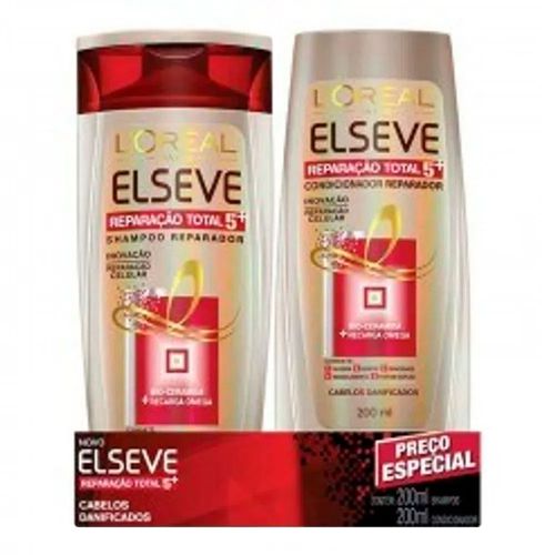 Kit Shampoo + Condicionador Elseve Reparação Total 5 Extra Profundo 200ml Kit Shampoo + Condicionador Elseve Reparação Total 5 Extra Profundo 200ml