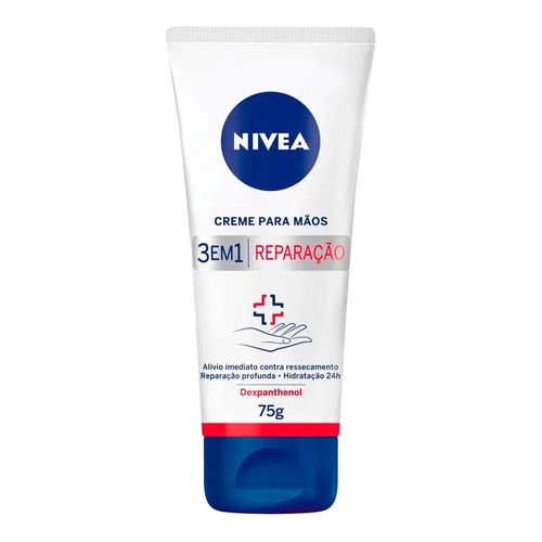 Creme Para as Mãos Nivea Hand 3 em 1 Reparação Nutrição 75g Creme Para as Mãos Nivea Hand 3 em 1 Reparação Nutrição 75g