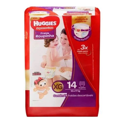Fralda Huggies Supreme Care Roupinha Fashion XG 14 unidades