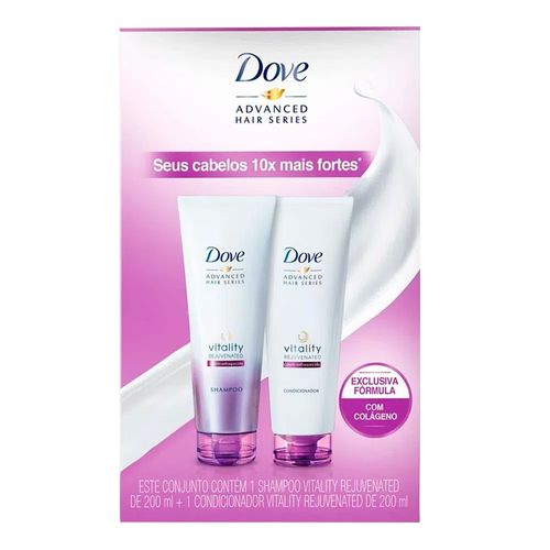 Kit Dove Advanced Vitality Rejuvenated Shampoo + Condicionador 200ml Kit Dove Advanced Vitality Rejuvenated Shampoo + Condicionador 200ml
